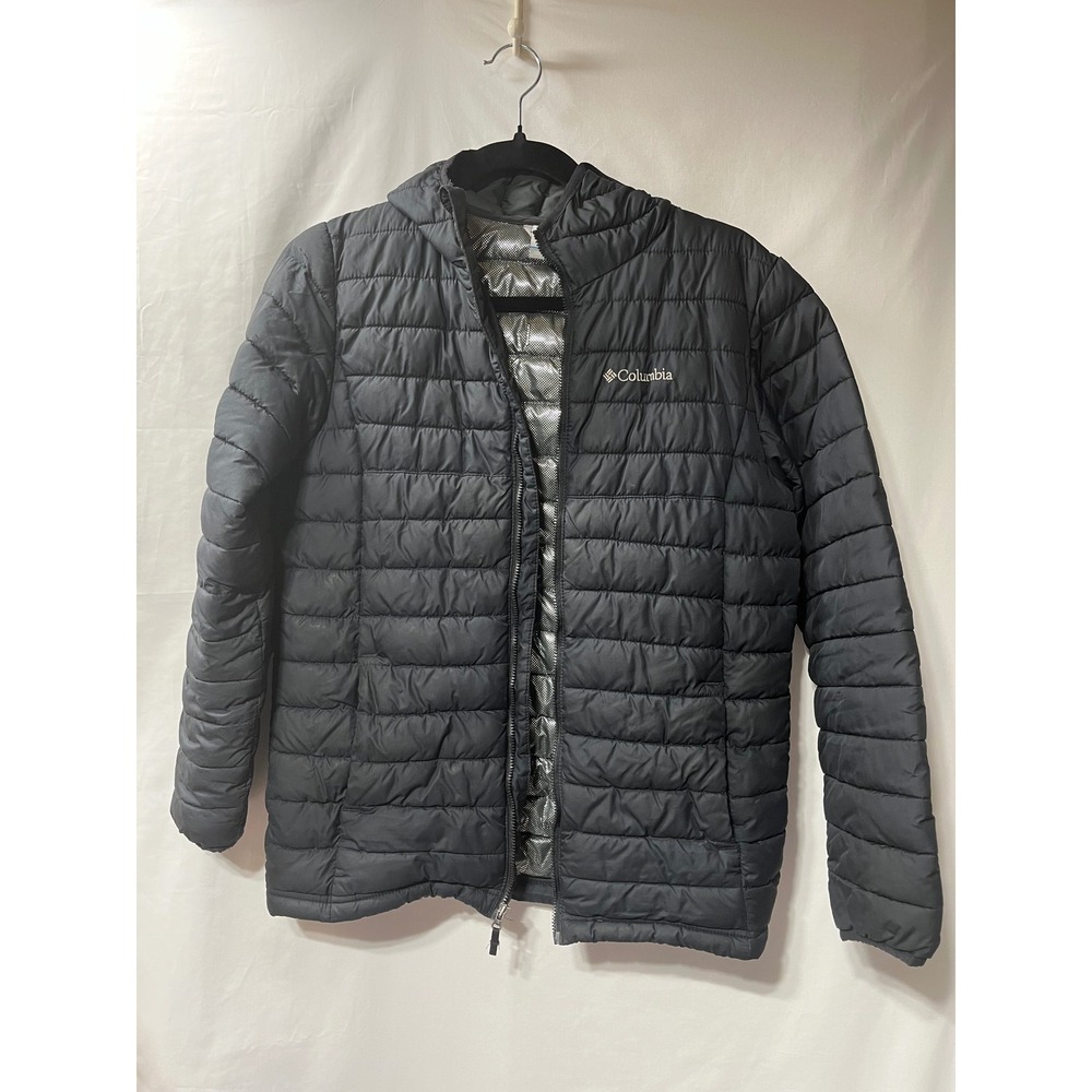 Columbia Kids Black Omni-Heat Hooded Puffer Jacket Coat Large 14/16